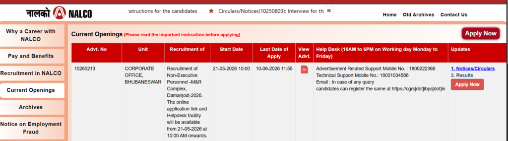 NALCO Vacancy 2026